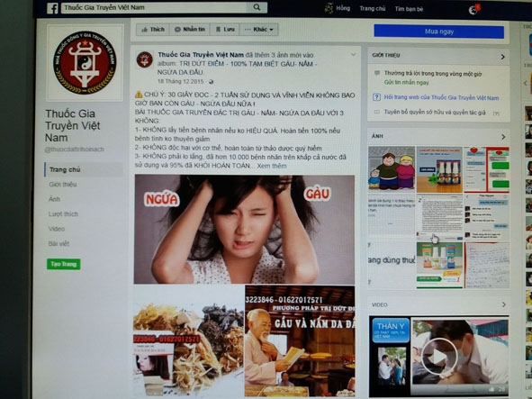 Hình ảnh quảng cáo “thần dược” đăng tải trên mạng xã hội Facebook.  Ảnh: V. Quỳnh