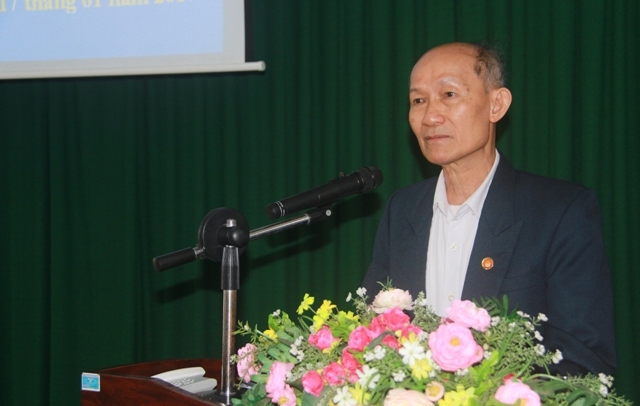 Chủ tịch Hội Khuyến học tỉnh Hà Ngọc Đào phát biểu tại Hội nghị.
