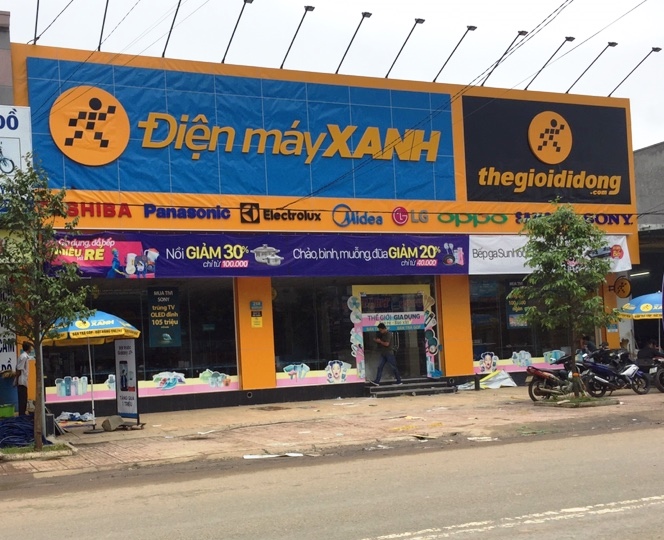 Siêu thị Điện máy xanh tại tổ dân phố 5, thị trấn Krông Kmar (huyện Krông Bông) nơi xảy ra vụ án.