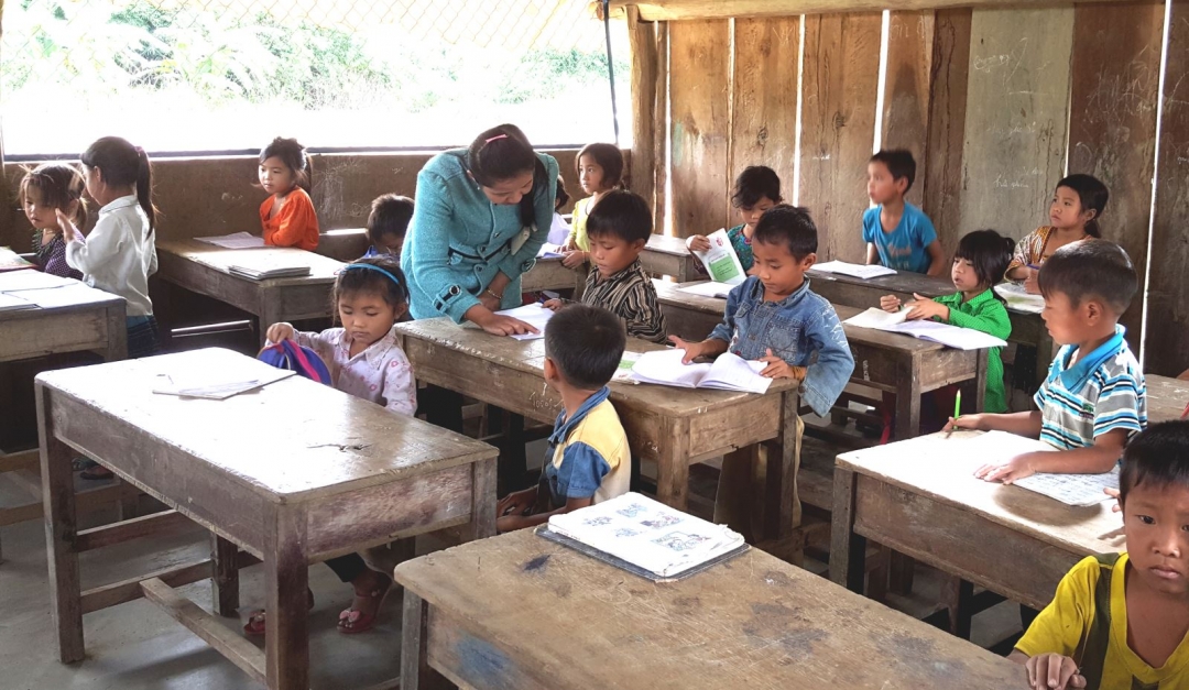 Một lớp học ở Trường Tiểu học Yang Hăn (Krông Bông).  