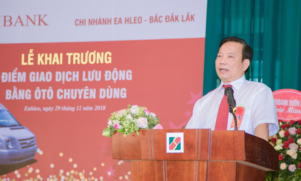 Giám đốc Agribank Bắc Đăk Lăk Nguyễn Ngọc Tuấn phát biểu tại lễ khai trương