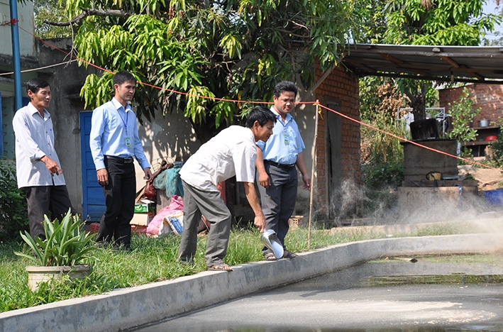 Cán bộ Ngân hàng Chính sách xã hội kiểm tra hiệu quả vốn vay phát triển chăn nuôi tại huyện Krông Bông  và Ea Súp