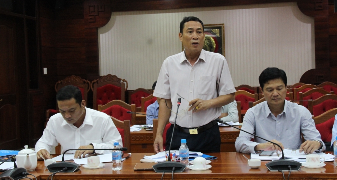 Đồng chí Võ Văn Cảnh, Phó Chủ tịch UBND tỉnh phát biểu ý kiến tại cuộc họp
