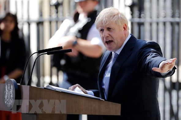 Tân Thủ tướng Anh Boris Johnson phát biểu tại London ngày 24-7-2019. (Nguồn: AFP/TTXVN)