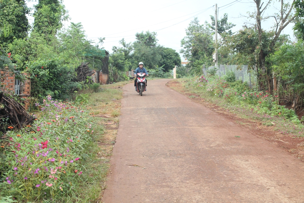 Một tuyến đường liên thôn, buôn ở xã Ea Siên được bê tông hóa sạch đẹp từ sự hỗ trợ của Nhà nước. 