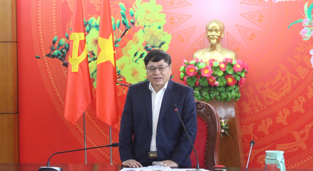 Phó Bí thư Thường trực Tỉnh ủy Phạm Minh Tấn phát biểu kết luận hội nghị
