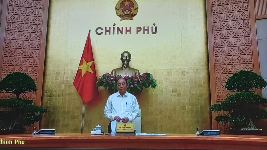 Thủ tướng Chính phủ Nguyễn Xuân Phúc chủ trì Hội nghị tại đầu cầu Chính phủ. 
