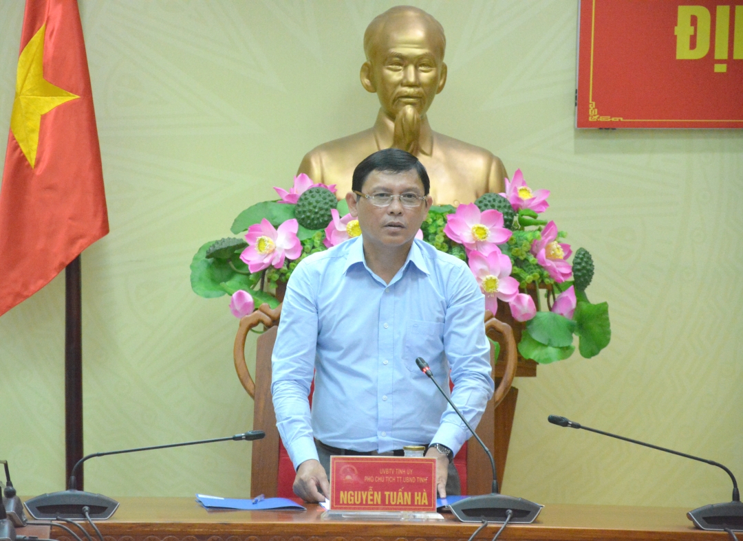 Phó Chủ tịch Thường trực UBND tỉnh Nguyễn Tuấn Hà phát biểu khai mạc buổi họp báo.