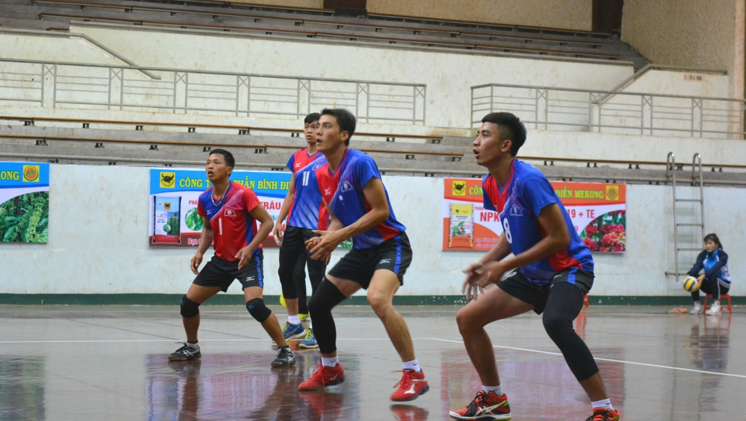 Đội hình Câu lạc bộ bóng chuyền nam Đắk Lắk tranh tài tại Vòng chung kết.