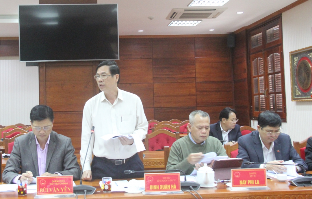 Giám đốc Sở Kế hoạch và Đầu tư ĐInh Xuân Hà tham gia ý kiến tại phiên họp