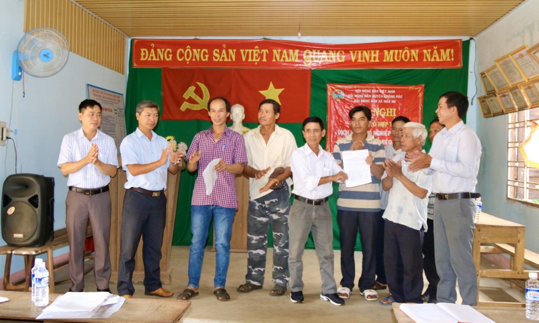 Hai Tổ hợp tác nhận quyết định thành lập của Hội Nông dân huyện Krông Pắc