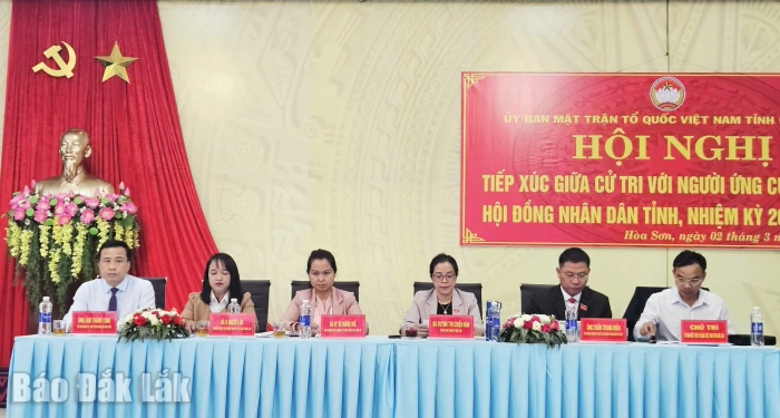 Ứng cử viên đại biểu HĐND tỉnh, đơn vị bầu cử số 14 tiếp xúc cử tri tại xã Hòa Sơn