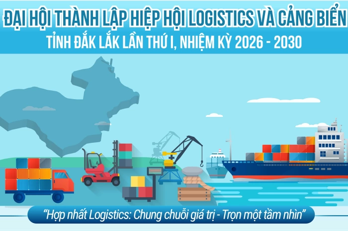 (Infographic) Đại hội thành lập Hiệp hội Logistics và Cảng biển tỉnh Đắk Lắk lần thứ I, nhiệm kỳ 2026 – 2030