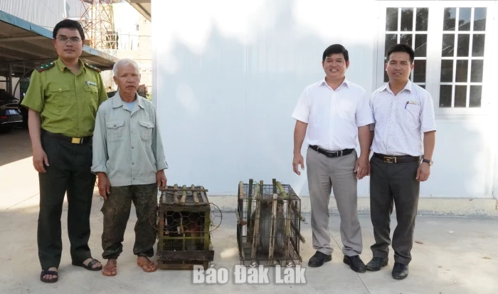 Xã Dliê Ya phối hợp thả 2 cá thể khỉ vàng về rừng tự nhiên 