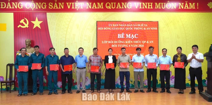 Xã Dliê Ya bồi dưỡng kiến thức QP-AN cho đối tượng 4, năm 2026