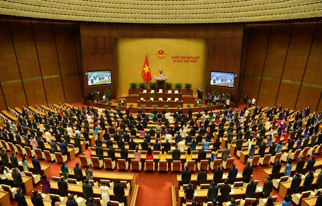 Quốc hội làm lễ chào cờ, bế mạc Kỳ họp thứ nhất, Quốc hội khóa XV_Ảnh: Thu Thanh/TCCS