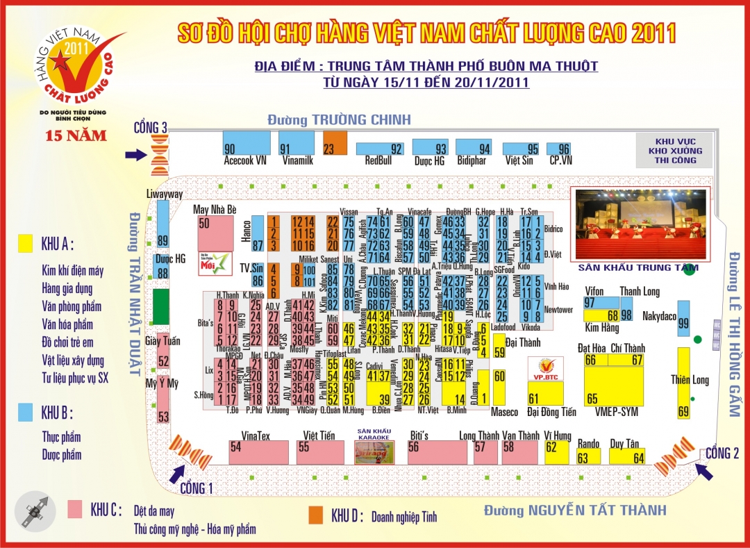 Sơ đồ Hội chợ hàng Việt Nam chất lượng cao năm 2011 tại Dak Lak