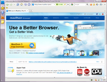 Giao diện của Maxthon