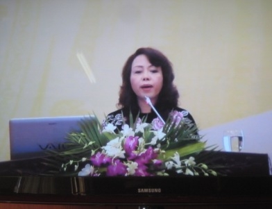 Bộ trưởng Bộ Y tế Nguyễn Thị Kim Tiến báo cáo kết quả công tác y tế năm 2012 tại Hội nghị.