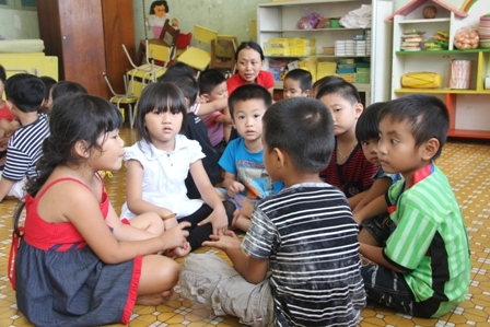 Các bé Trường Mẫu giáo Kr ông Ana ( huyện Kr ông Ana) trong giờ 