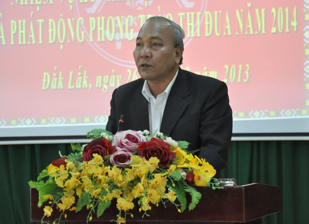 Thay mặt UBND tỉnh, Phó Chủ tịch tỉnh Y Dhăm Ênuôl phát động Phong trào thi đua yêu nước năm 2014