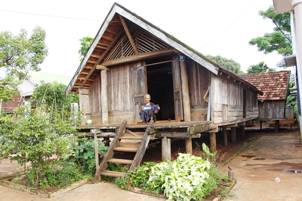 Một ngôi nhà dài ở buôn Akô Dhông (phường Tân Lợi, TP. Buôn Ma Thuột).                              Ảnh: Hoàng Gia