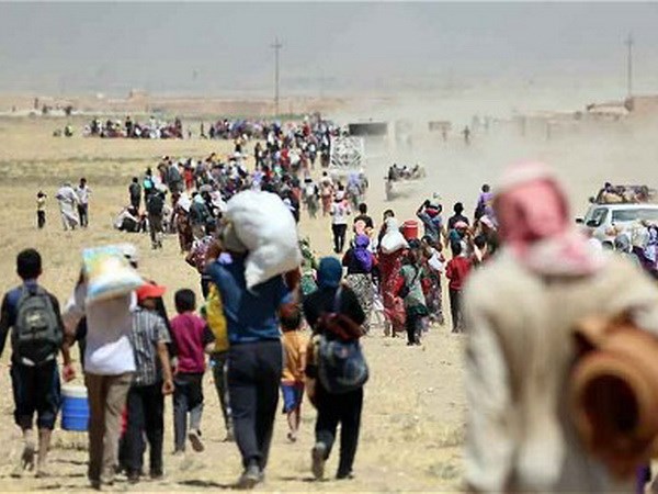  Người dân Iraq nhận hàng cứu trợ. (Nguồn: telegraph)