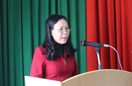 Chủ tịch Hội LHPN tỉnh Nguyễn Thị Kim Thoa phát biểu tại Hội nghị