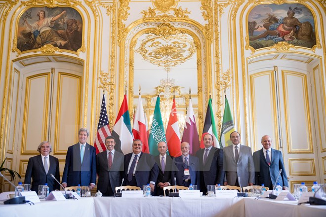 Ngoại trưởng Mỹ John Kerry đã có cuộc họp với các Ngoại trưởng Hội đồng Hợp tác Vùng Vịnh (GCC) ngày 8-5. (Nguồn: AFP/TTXVN)