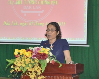 Phó Chủ tịch UBND tỉnh Mai Hoan Niê Kdăm phát biểu tại Hội nghị. 
