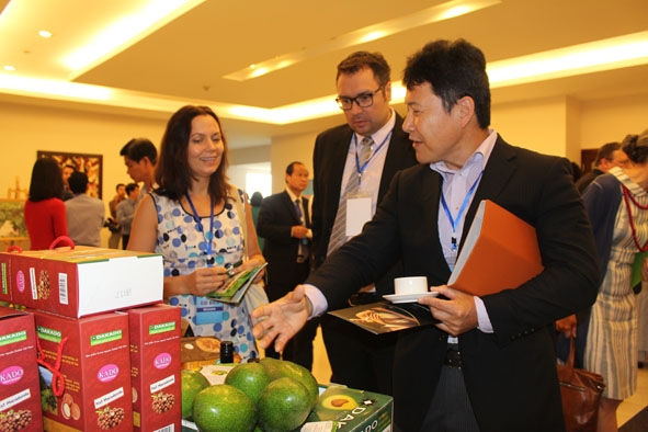 Các chuyên gia kinh tế, nhà ngoại giao nước ngoài tìm hiểu về các sản phẩm nông nghiệp của Đắk Lắk. 