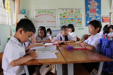 Góc học tập theo mô hình trường học mới tại Trường Tiểu học Lý Thường Kiệt (TP. Buôn Ma Thuột).