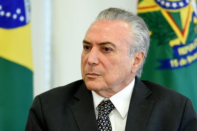 Tổng thống Brazil Michel Temer tại cuộc họp ở Brasilia ngày 25-5. (Ảnh: AFP/TTXVN)