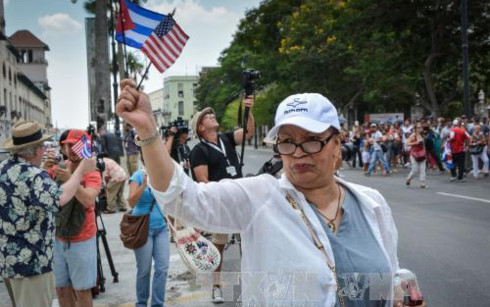 Mỹ, Cuba khôi phục hoạt động vận tải thương mại đường biển dưới thời của Tổng thống Barack Obama hồi tháng 5/2016. Ảnh: AFP/TTXVN