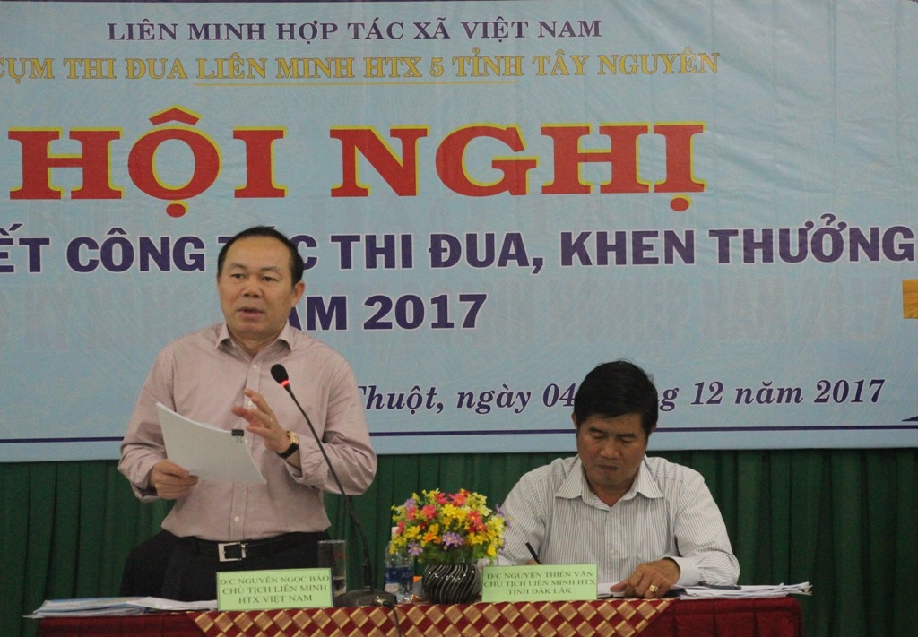 Chủ tịch Liên minh HTX Việt Nam Nguyễn Ngọc Bảo phát biểu tại hội nghị