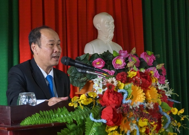 Lãnh đạo Trường Đại học Sư phạm Hà Nội phát biểu tại lớp bồi dưỡng.