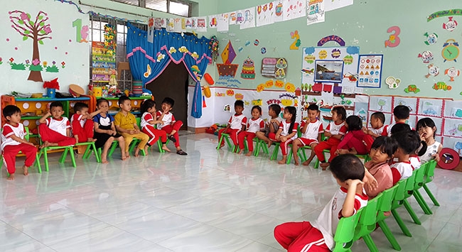 Phòng học rộng rãi, khang trang, sạch đẹp ở Trường Mẫu giáo Cư Pui. 