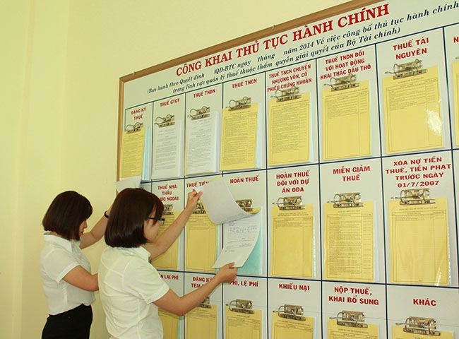 Cục Thuế tỉnh niêm yết công khai các thủ tục hành chính tạo thuận lợi cho người dân trong quá trình giao dịch.