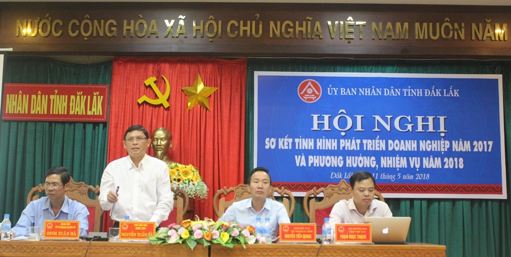 Phó Chủ tịch UBND tỉnh Nguyễn Tuấn Hà phát biểu tại hội nghị