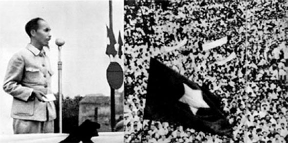 Ngày  2-9-1945,  Chủ tịch  Hồ Chí Minh đọc bản Tuyên ngôn Độc lập,  khai sinh ra nước  Việt Nam Dân chủ Cộng hòa.     Ảnh: Tư liệu