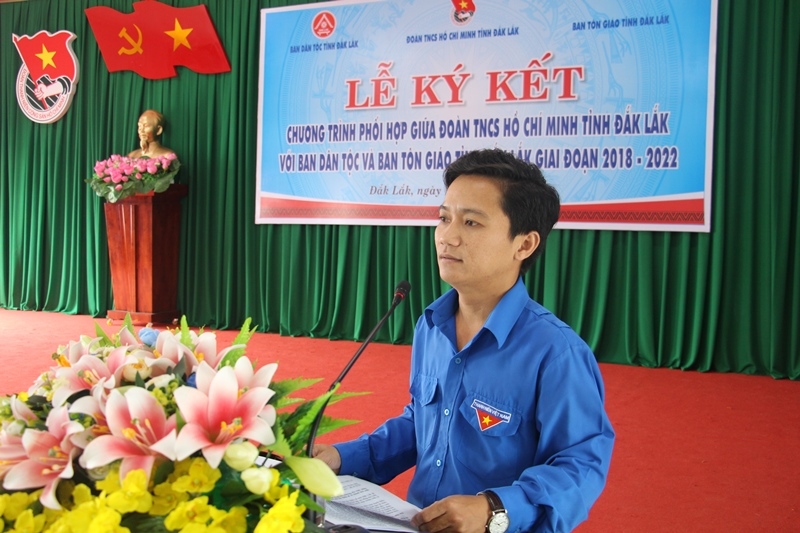 Phó Bí thư Thường trực Tỉnh Đoàn Võ Văn Dũng đánh giá kết quả chương trình phối hợp giai đoạn 2013-2017 