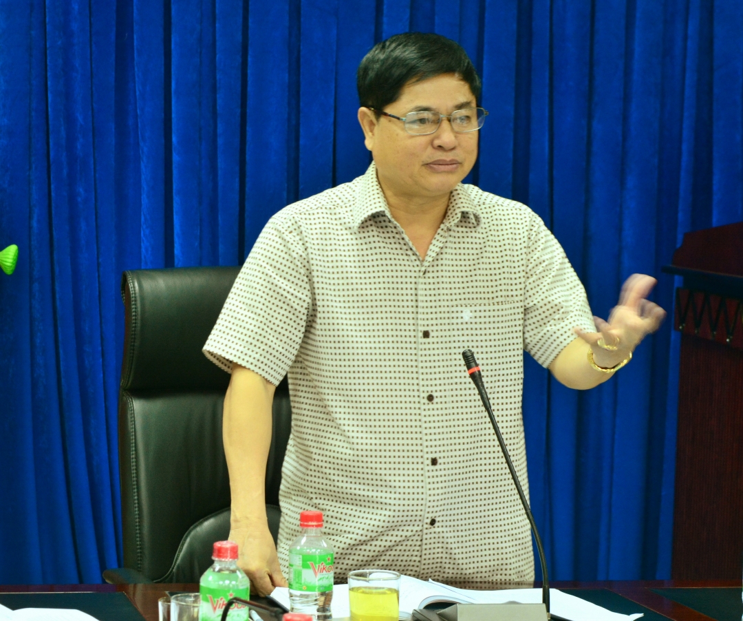 Phó Bí thư Thường trực Tỉnh ủy Phạm Minh Tấn phát biểu chỉ đạo tại hội nghị.