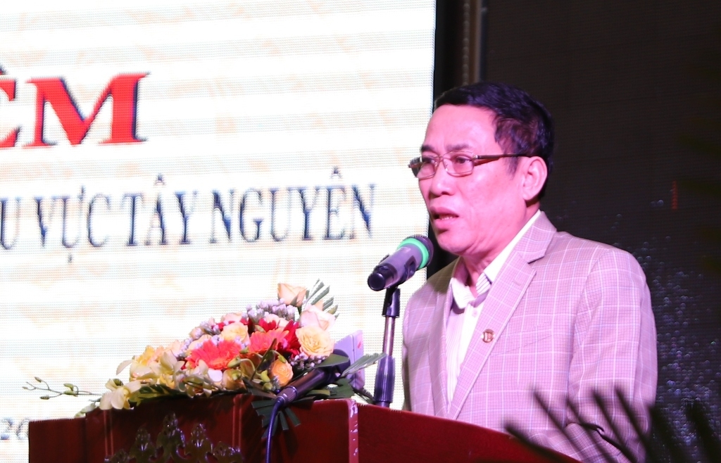 Phó Chủ tịch UBND tỉnh Đắk Lắk Võ Văn Cảnh phát biểu chào mừng kỷ niệm 25 năm thành lập VOV Tây Nguyên