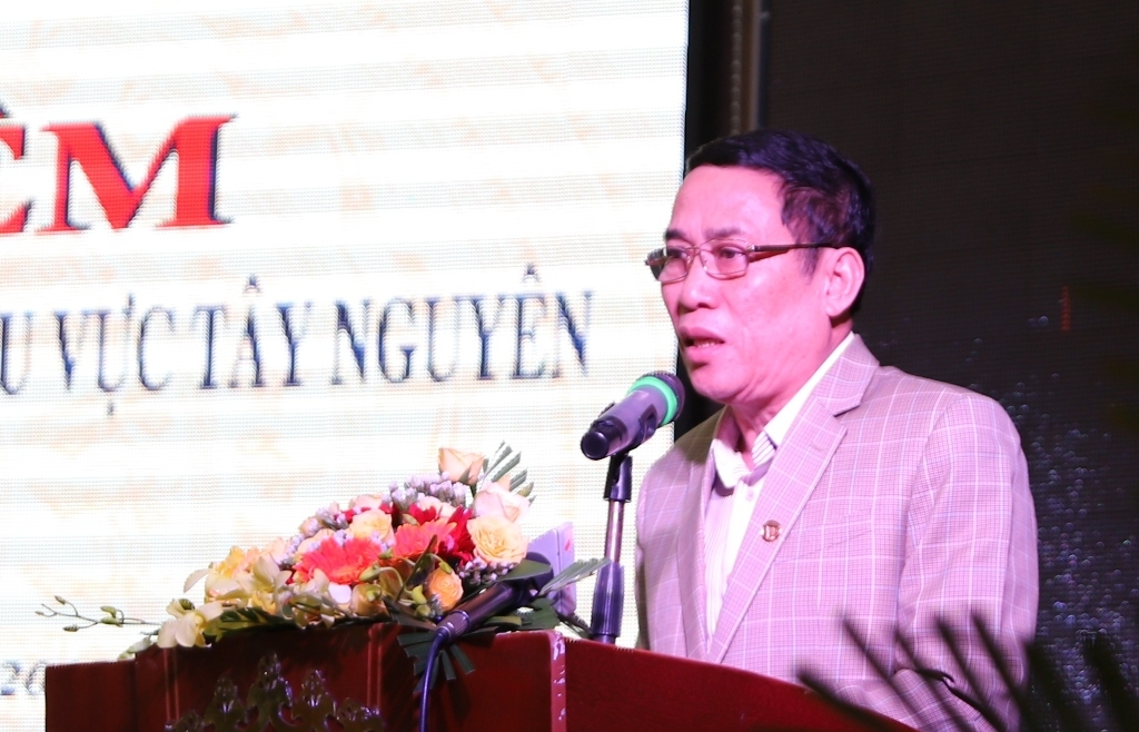 Phó Chủ tịch UBND tỉnh Đắk Lắk Võ Văn Cảnh phát biểu chào mừng kỷ niệm 25 năm thành lập VOV Tây Nguyên