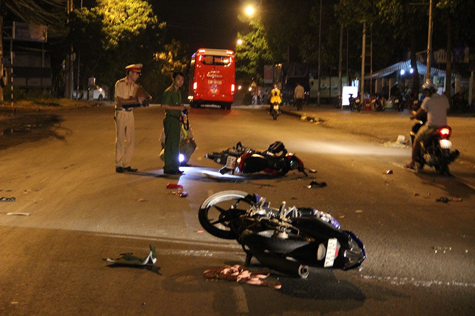 Hiện trường một vụ TNGT xảy ra trên địa bàn TP. Buôn Ma Thuột.