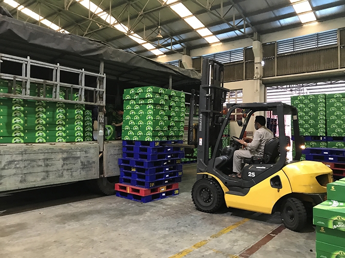 Vận chuyển sản phẩm tại Nhà máy Bia  Sài Gòn - Đắk Lắk.