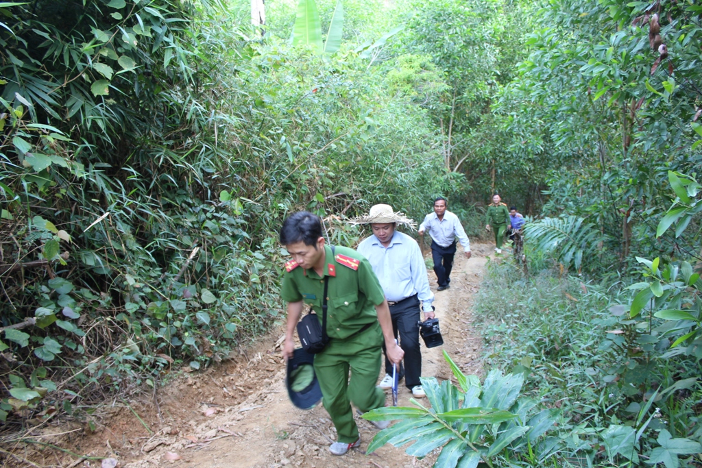 Lực lượng chức năng  kiểm tra công tác quản lý, bảo vệ rừng  tại xã Cư San (huyện MĐrắk).