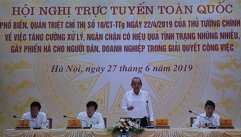 Ủy viên Bộ Chính trị, Phó Thủ tướng Thường trực Chính phủ Trương Hòa Bình phát biểu chỉ đạo hội nghị. (Ảnh chụp qua màn hình)