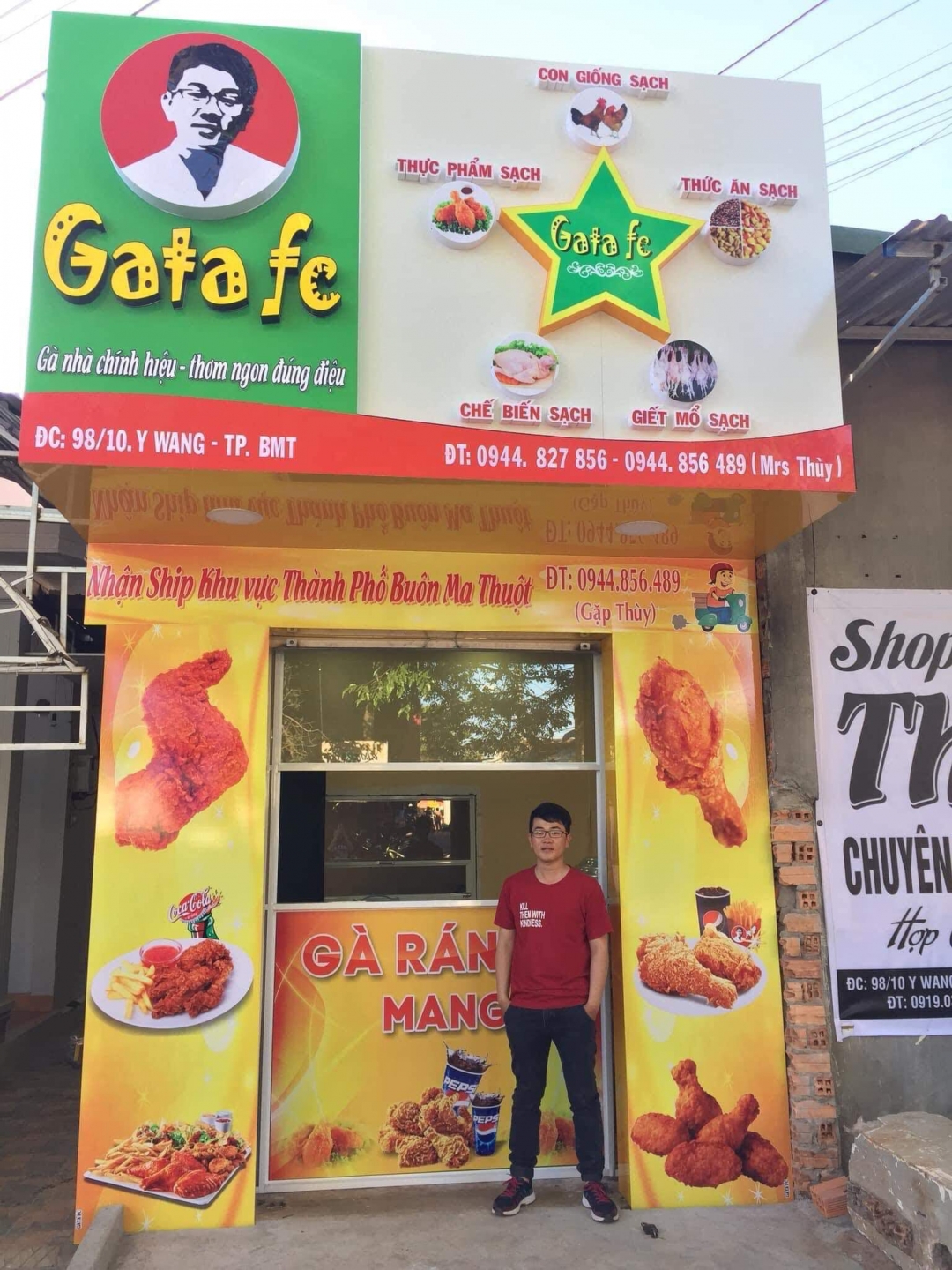 Quán gà rán mang tên “Gata fc” của anh Xuân.