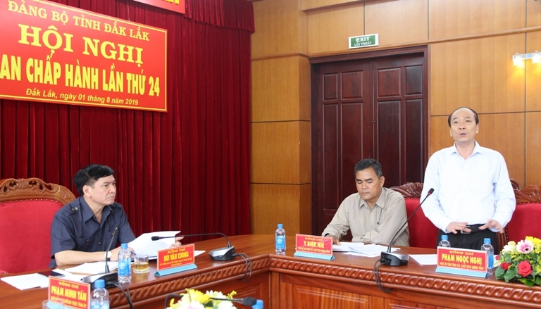 Phó Bí thư Tỉnh ủy, Chủ tịch UBND tỉnh Phạm Ngọc Nghị phát biểu tại hội nghị.